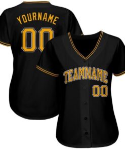 Custom Black Gold-White Baseball Jersey Suit for daily life, Fabric: 95% polyester and 5% spandex, Regular fit, Stitch Color: automatically matched based on patterns