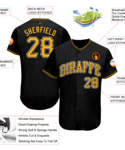 Custom Black Gold-White Baseball Jersey Suit for daily life, Fabric: 95% polyester and 5% spandex, Regular fit, Stitch Color: automatically matched based on patterns