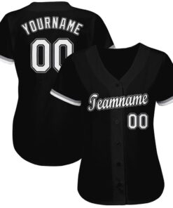 Custom Black White-Gray Baseball Jersey Suit for daily life, Fabric: 95% polyester and 5% spandex, Regular fit, Stitch Color: automatically matched based on patterns